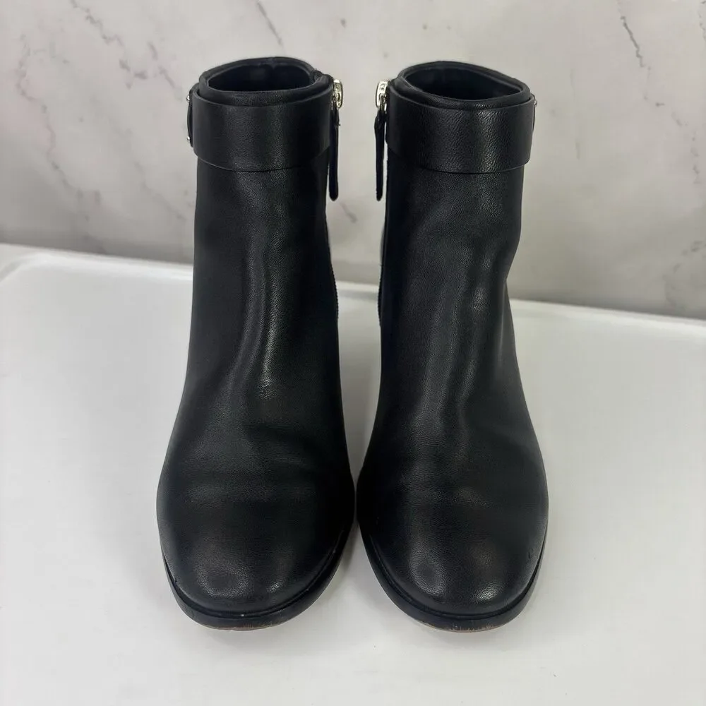 Kate Spade New York Platform Black Leather Ankle Boots 6 B 36 Block Heel chic